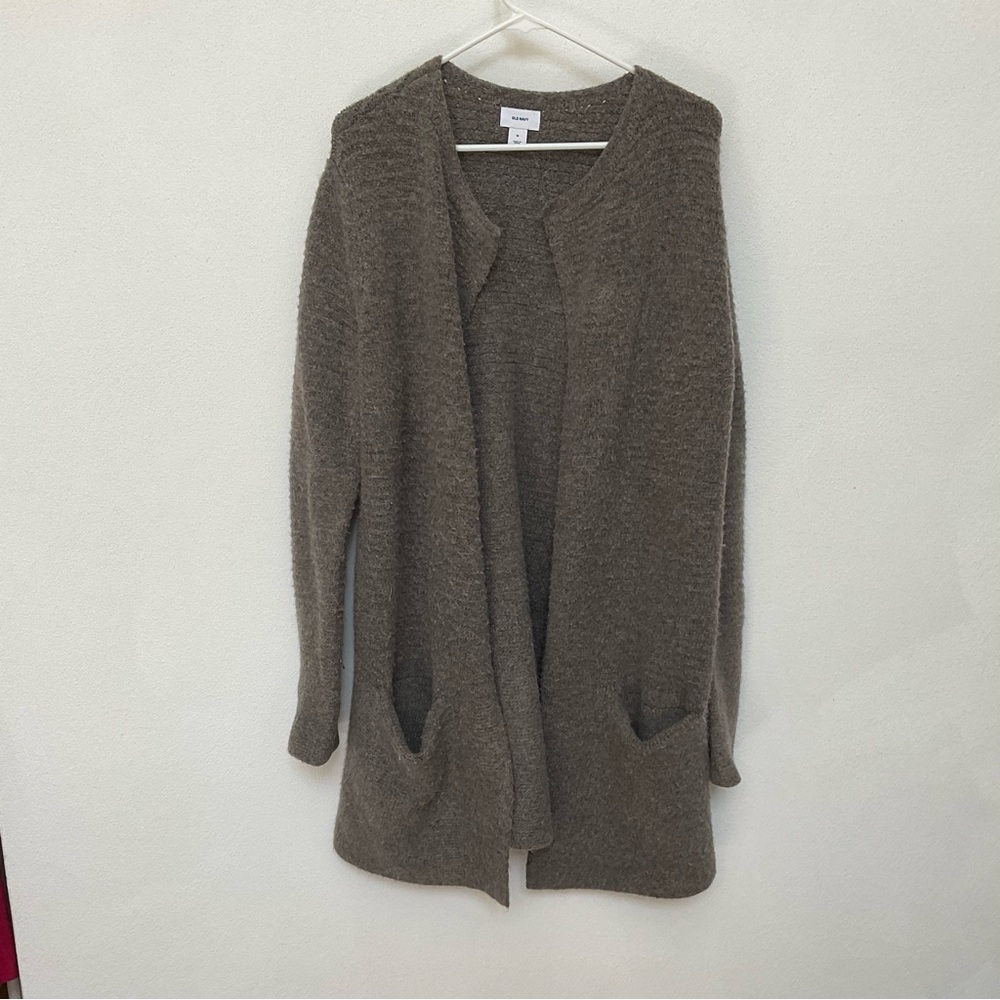 Old Navy Taupe/Brown Heavy, Chunky Knit Open Front Long Cardigan Size M